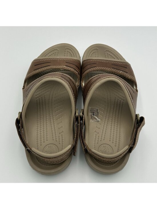 Crocs Yukon Men\'s Size 8 Brown Leather Strap Comfort Slides Open Toe Sandals main image 5